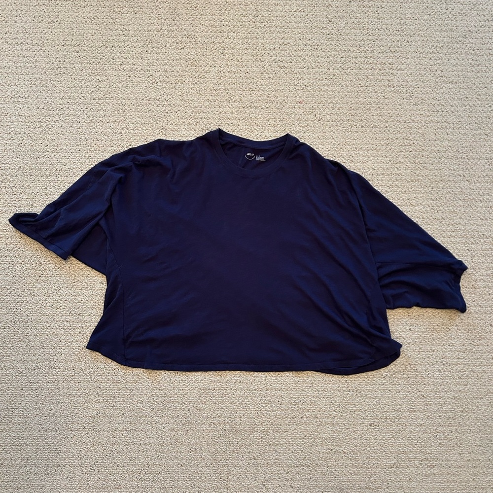 Navy Blue Aerie Cropped Oversized Shirt